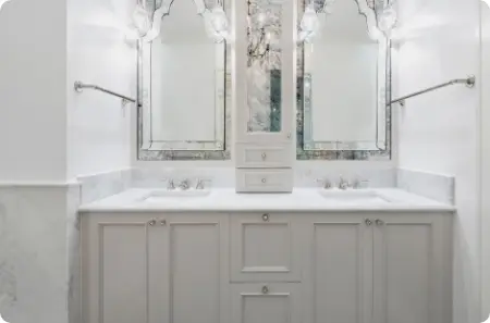 Newly remodeled bathroom in St. George featuring double vanity, updated plumbing, and modern fixtures